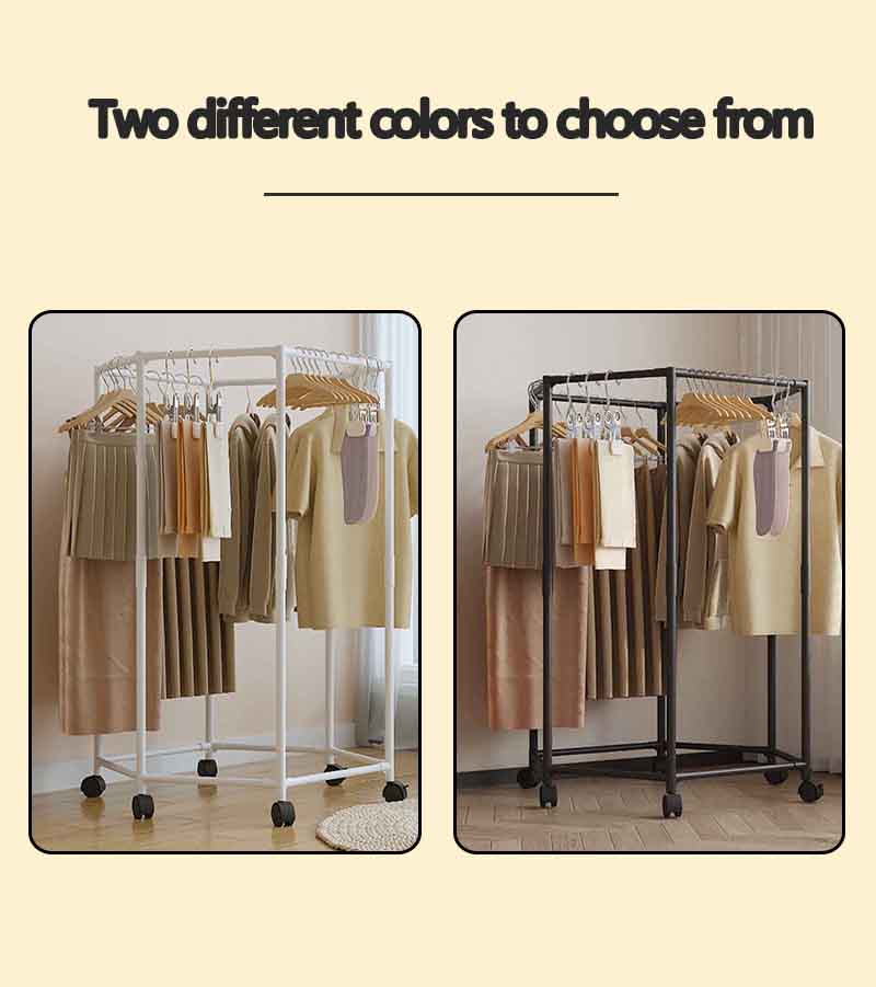 Movable Clothes Rack With Wheels Portable Floor-Standing Drying Rack ...