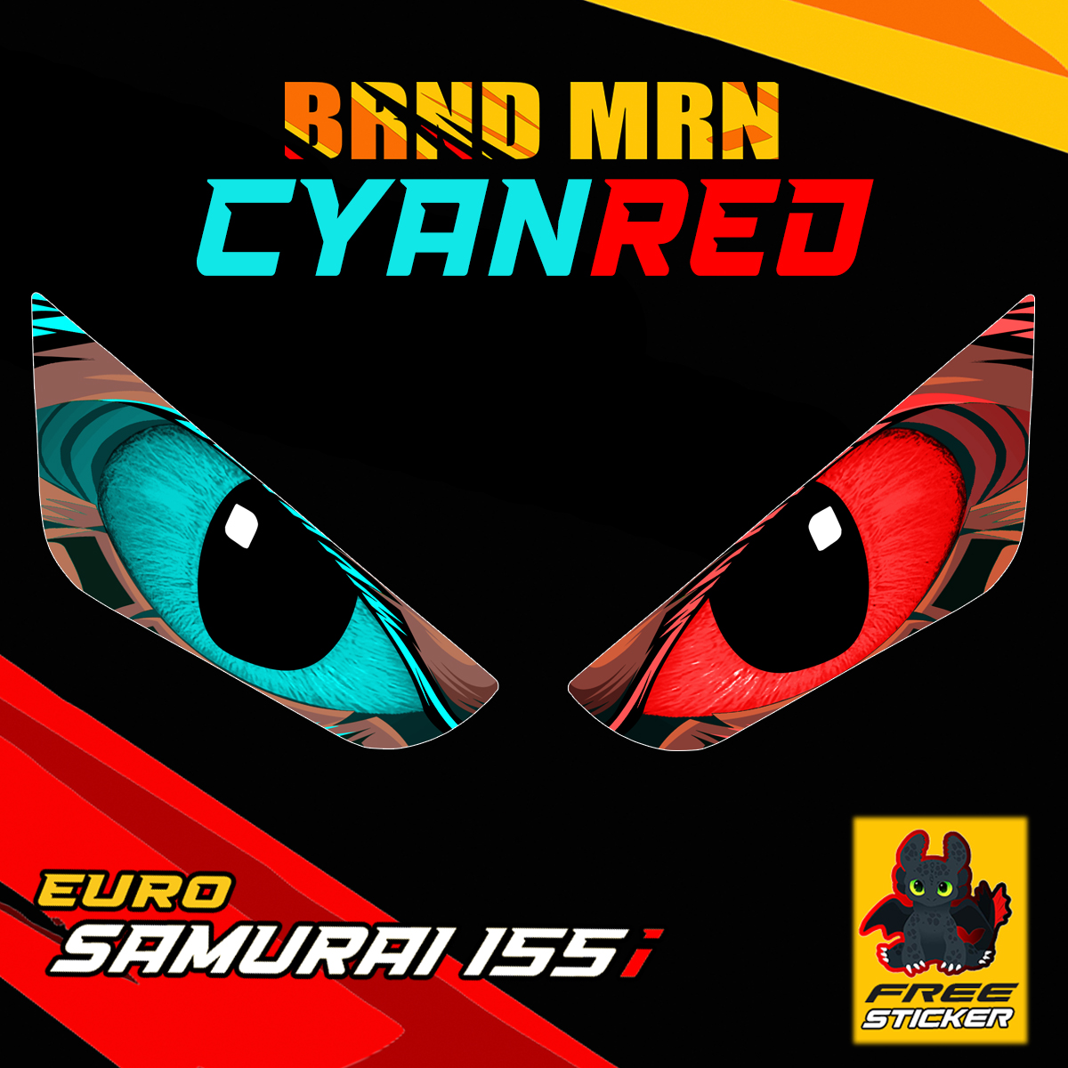 EURO SAMURAI 155i HEADLIGHT TOOTHLESS EYE DECAL CLEAR STICKER TINT ...
