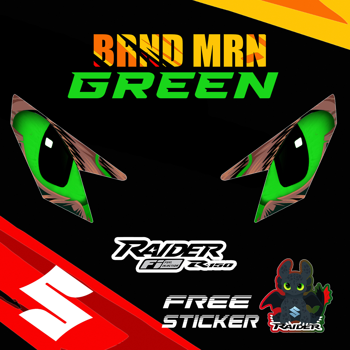 Suzuki Raider R150 FI Toothless eye decal clear sticker tint protector ...