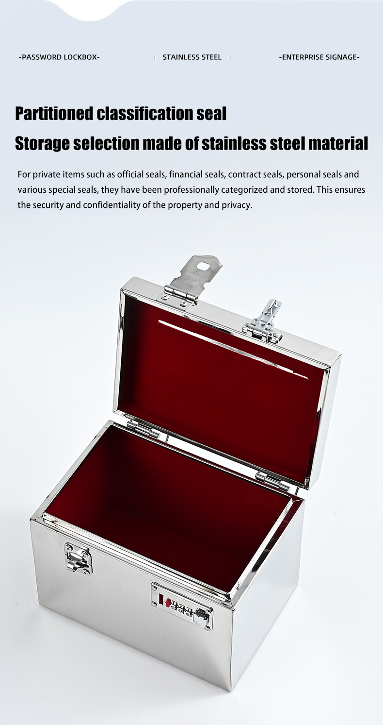 Stainless steel lockable deposit jar Certificate storage box Portable ...