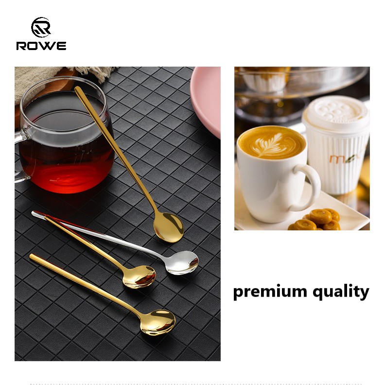 ROWE Tea Coffee Mixing Spoon Round Shape Stainless Steel Dessert Ice ...