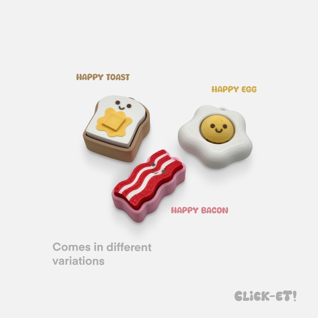 CLICK-ET! Breakfast Clicker Keychain by Slycelab 3D Printed Aesthetic ...