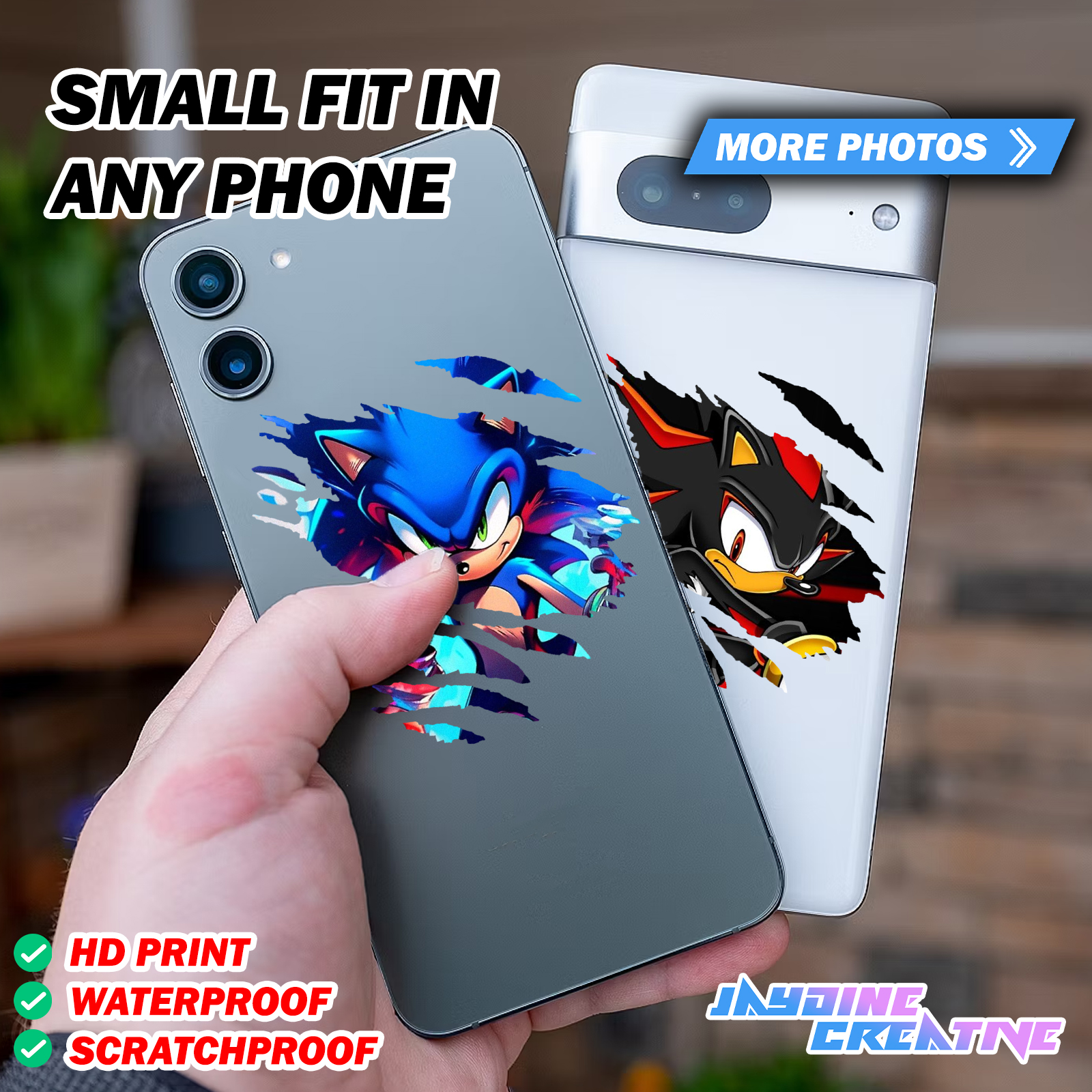 Sonic Scratch Design Sticker, Indoor Outdoor Vinyl Sticker, Waterproof ...