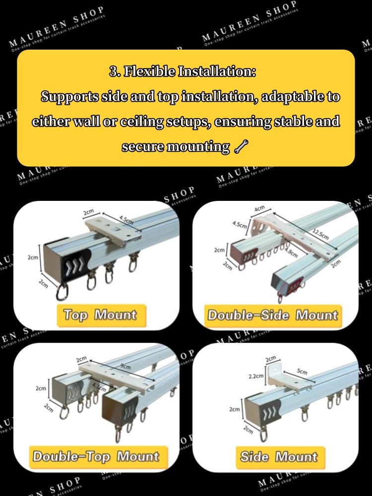 70cm-580cm Aluminum Alloy Curtain Track Single Track (Top/Side ...