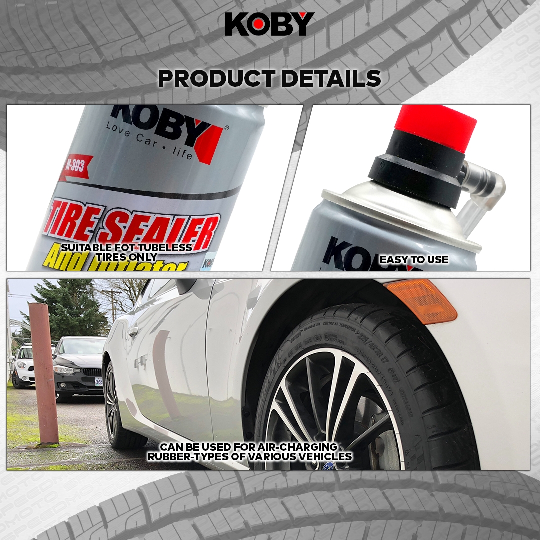 KOBY TIRE SEALER AND INFLATOR 450ML/600ML EMERGENCY RUBBER TYRE ...