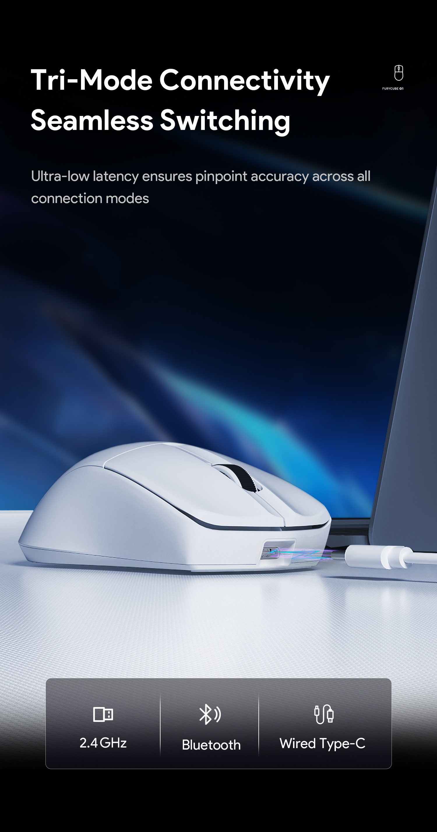 FURYCUBE G1 Mouse Wireless Gaming Office Mice PAW3311s Ultra-Light ...