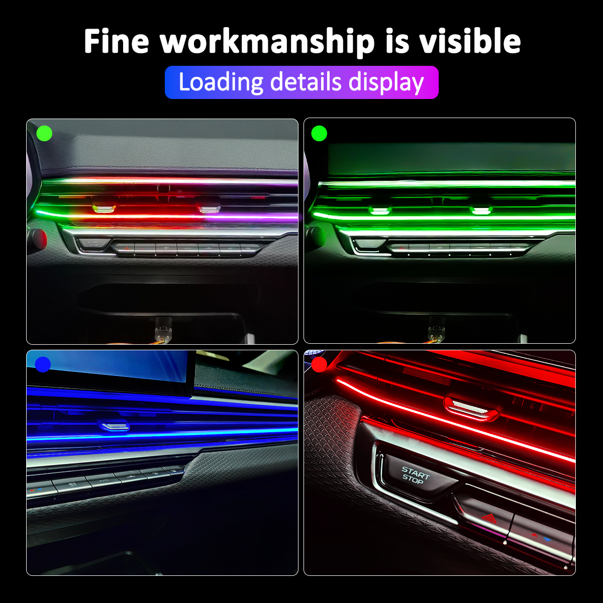 RGB car Led Strips lights racing streamer USB instrument panel center ...