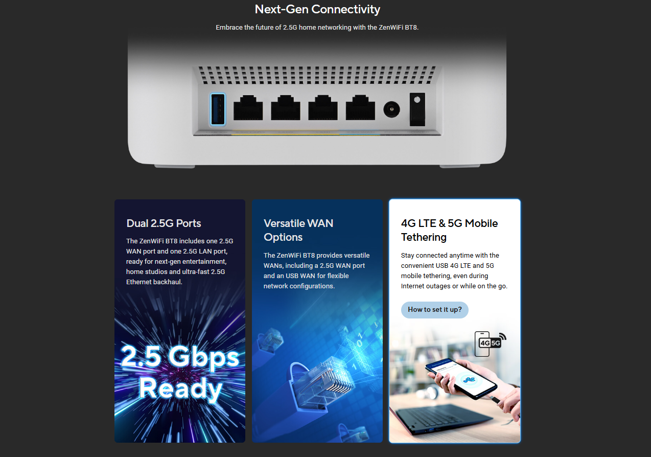 ASUS ZenWiFi BT8 (2PK) / WiFi 7 Tri-Band Router Up to 11Gbps / AiMesh ...