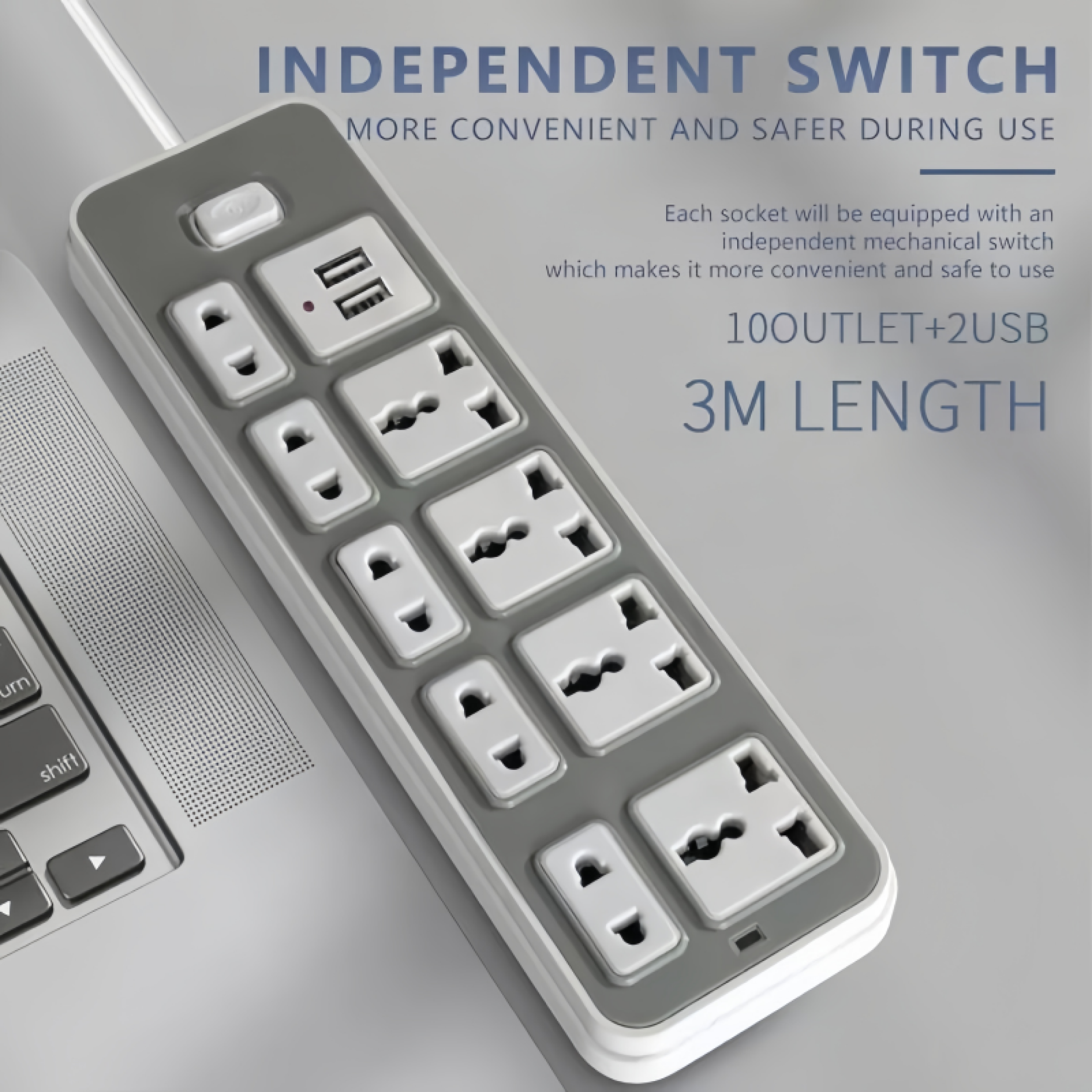 COD Extension outlet with switch usb cable power supply with socket ...