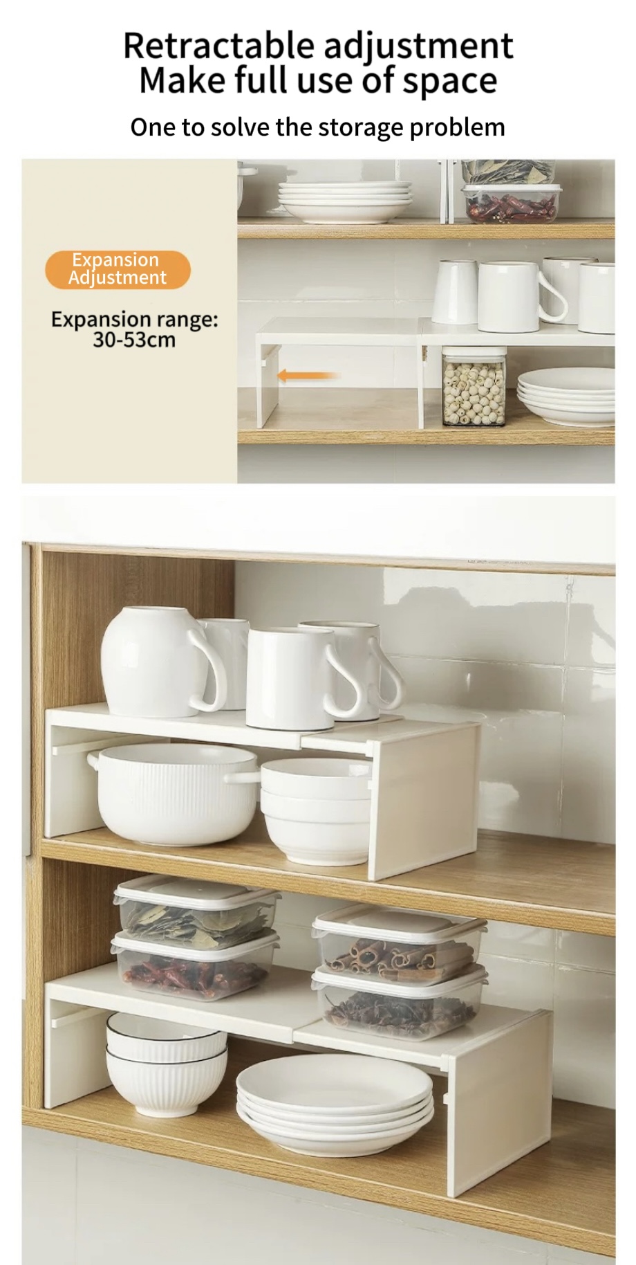 Classy Luxe Adjustable Kitchen Storage Rack Shelf Layered Rack Dish ...