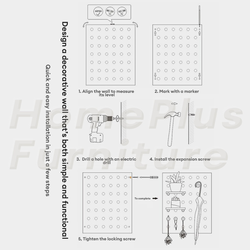 Solid Wood Pegboard Wall Storage Display Rack With Holes DIY Kit Hole ...