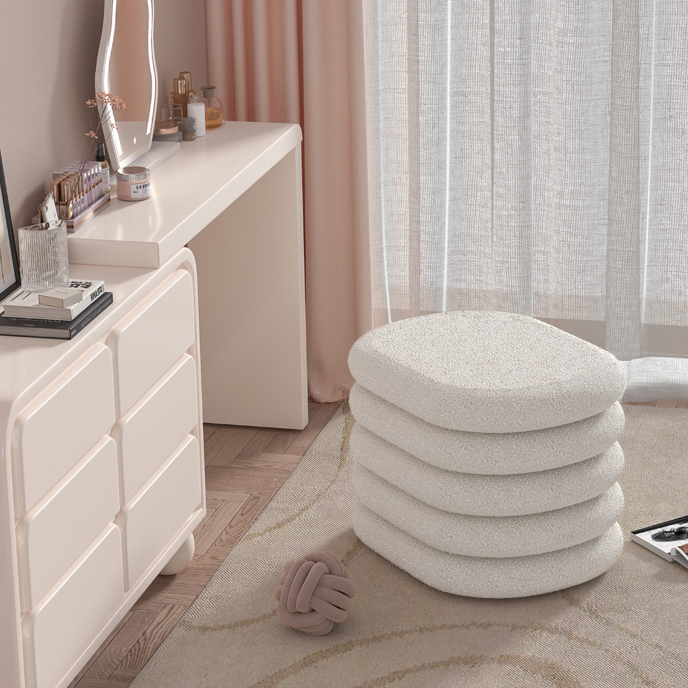 HStex Nordic Storage Stool 5 Layers Blossom Storage Ottoman Chair ...