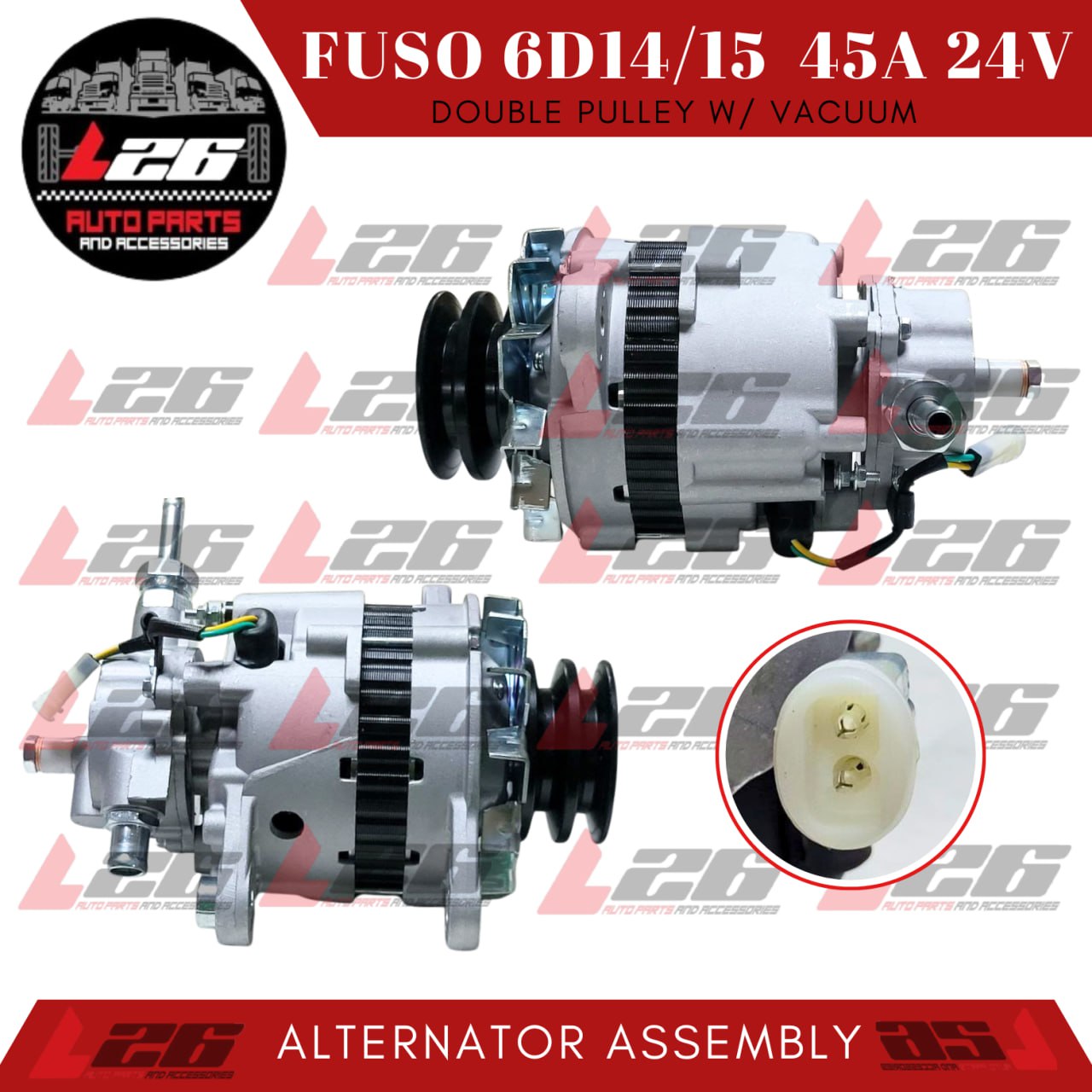 Mitsubishi Fuso 6D14 6D15 Alternator Assembly 45Amp 24v Double Pulley ...
