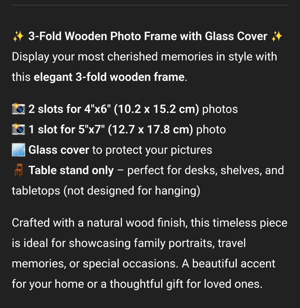 WOODEN PHOTO FRAME 3 FOLDS 4R 5R | Shopee Philippines