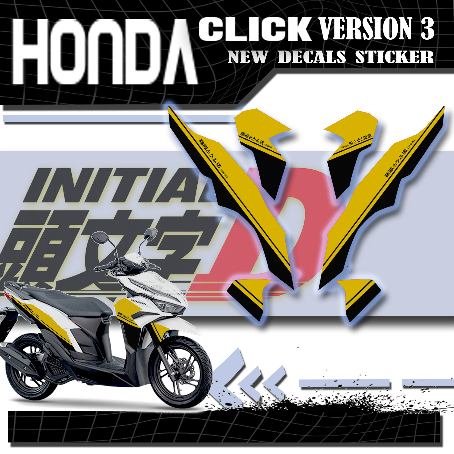 NEW HONDA CLICK INITIAL D DECALS STICKER FOR VERSION 3/ HONDA CLICK NEW ...