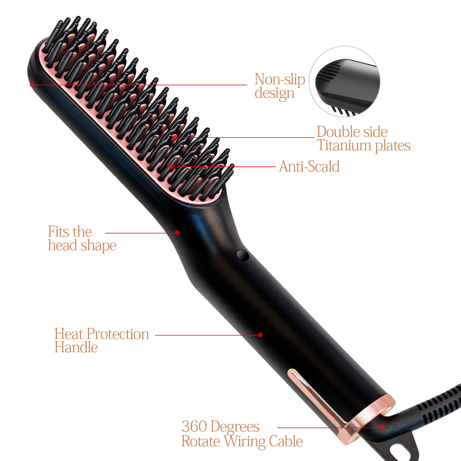 Men Electric Modeling Comb Hair Beard Fast Straightener Multifunction ...