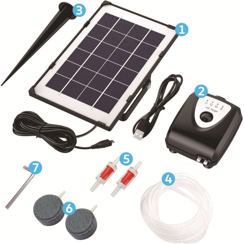 Solar Powered/DC Charging Oxygenator Aquarium Fish Oxygen Pump Pond ...