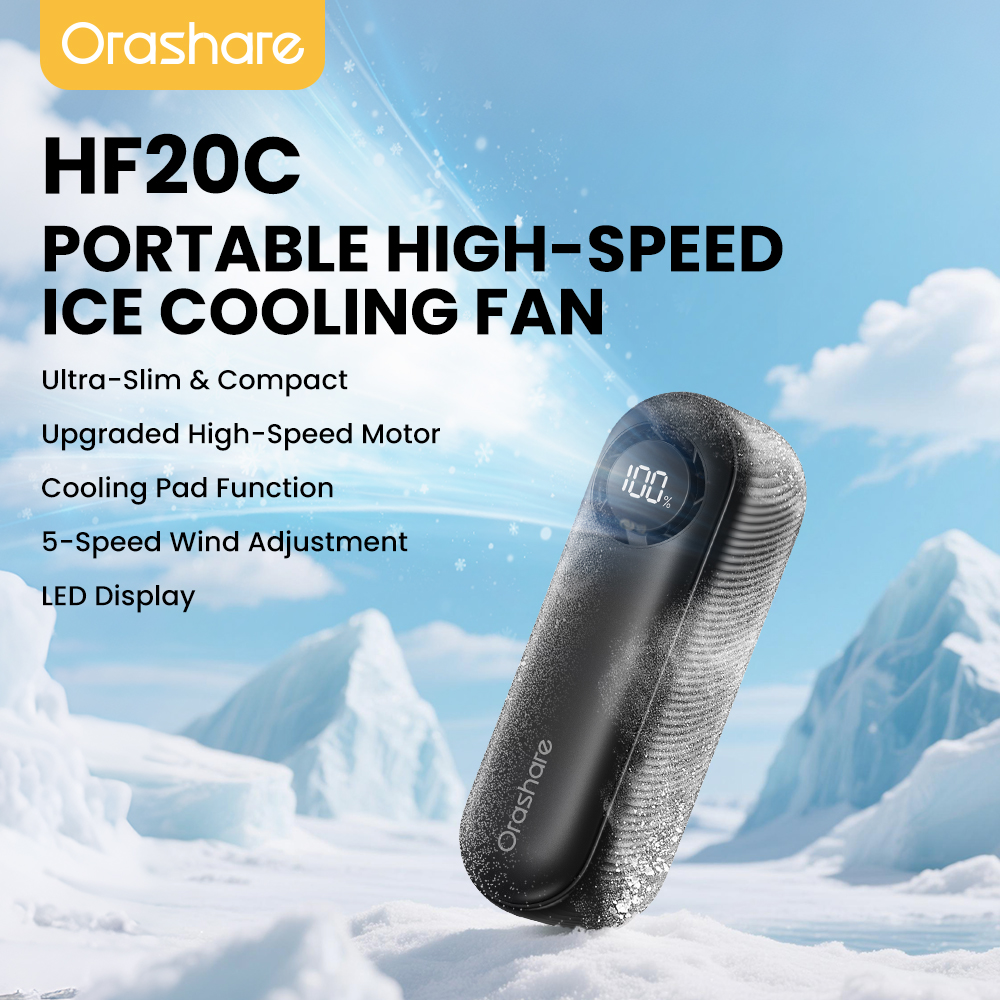 Orashare HF20C Handheld Mini Fan Portable Cooling Fan 5-Speed Wind ...