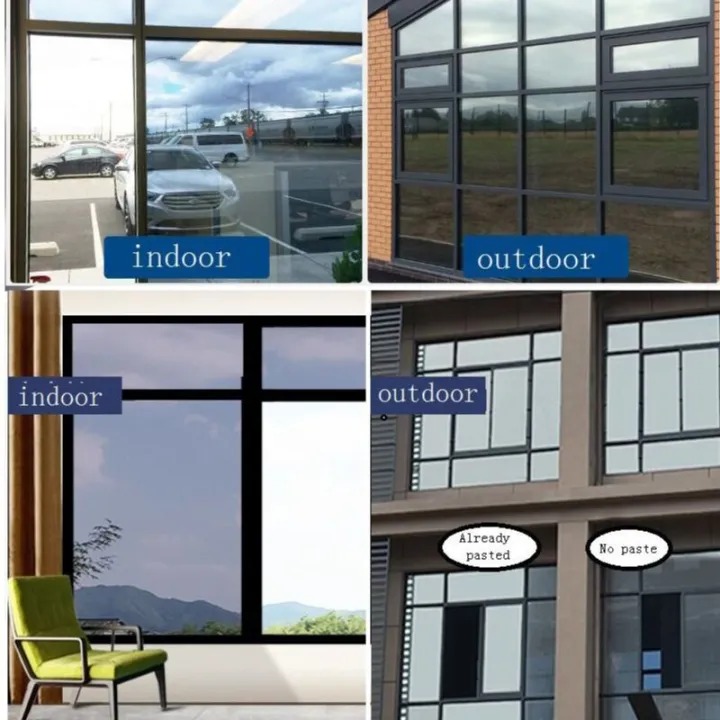 Privacy Window Film One-Way Mirror Tint Non-Adhesive Anti-UV Heat ...