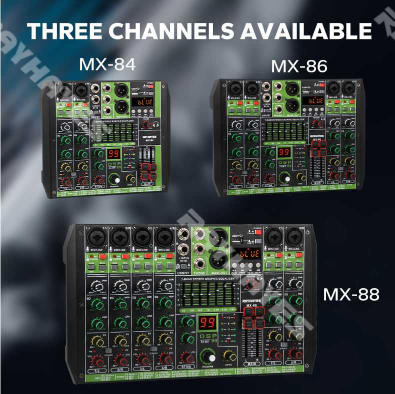 MX-86 6-channel mixer Professional audio mixer 4/8 channel recording ...