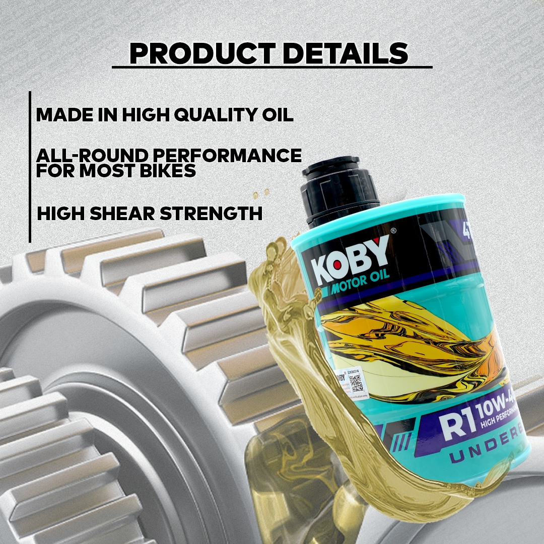KOBY MOTOR OIL R1 10W-40 UNDERBONE 1LITER 4T API-SN JASO MA2 ENGINE OIL ...
