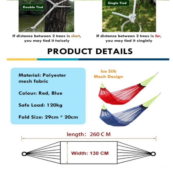 Hammock Duyan With Widened Mesh Foldable Ice Silk Indoor Swing Portable ...