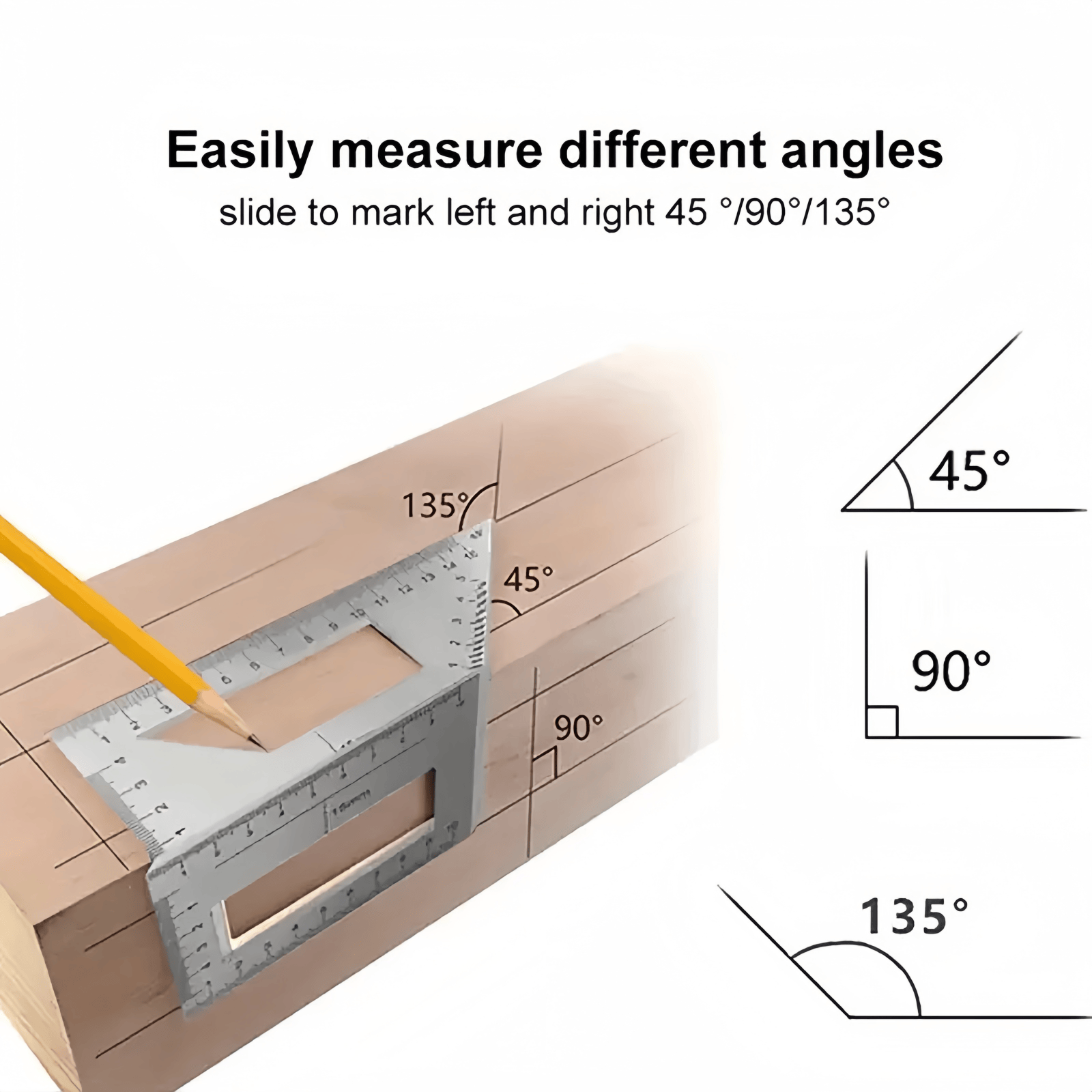 1pcs 45°/90° Multifunction Rule Degree Aluminum Alloy Angle Ruler ...