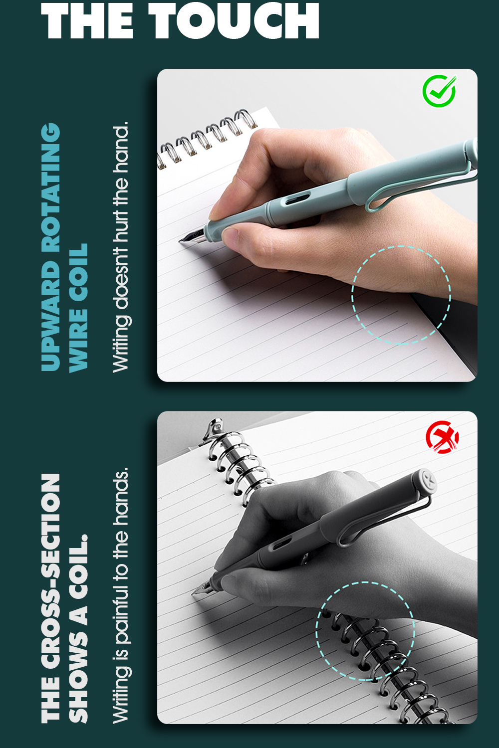 Vertical Spring Notebook Waterproof PP Cover Flip Up Loose-Leaf ...