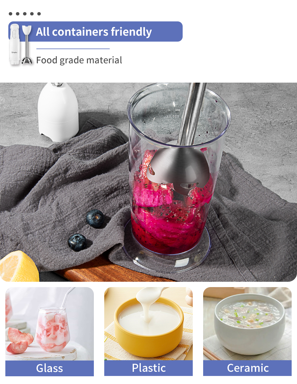 Simplus Handheld Immersion Blender - Electric Mixer for Baby Food ...