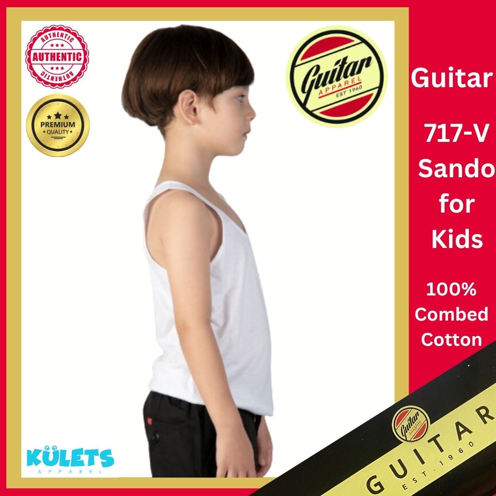 Guitar Cotton Sando for Boys De Hilo White Inner Wear for Kids Boys ...