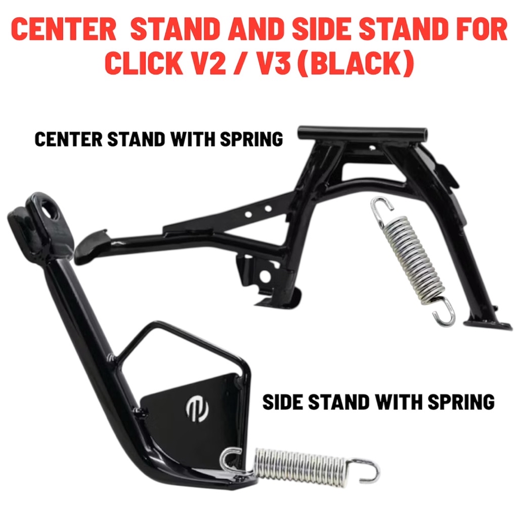 CENTER AND SIDE STAND with SPRINGS FOR HONDA CLICK V2/V3 (CHROME/BLACK ...
