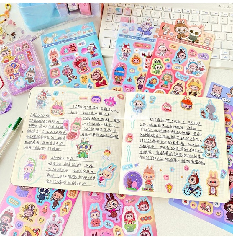 Labubu Waterproof Sticker DIY Hand Ledger Sticker Cute Stickers PET ...