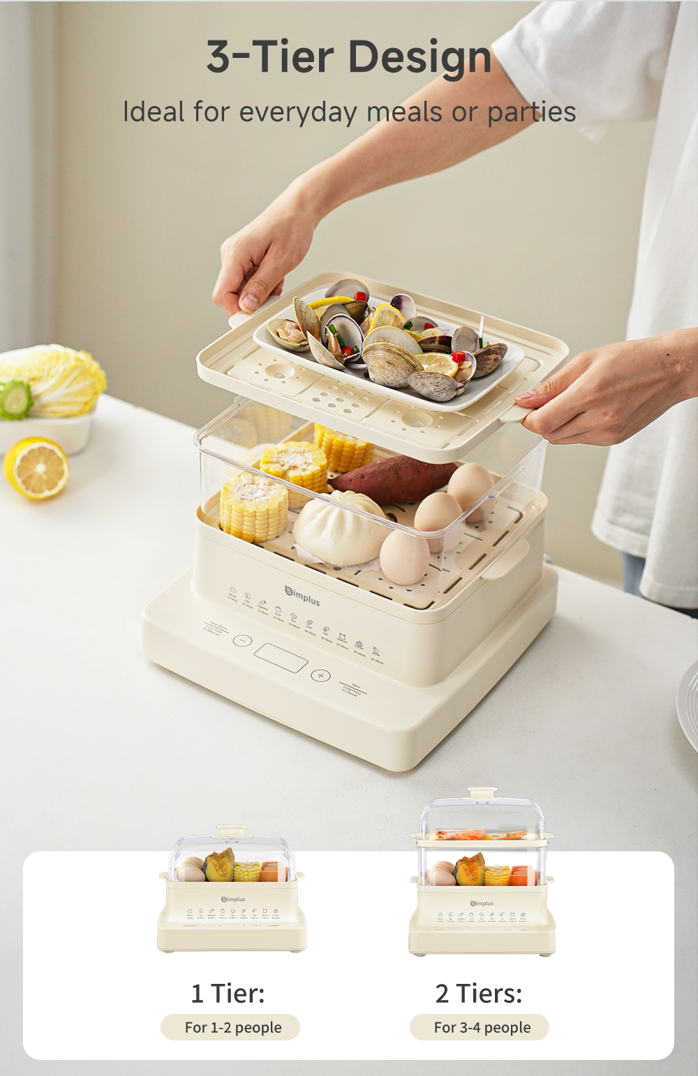 Simplus Electric Food Steamer Multifunction Smart Timer 14L/12L/21L ...