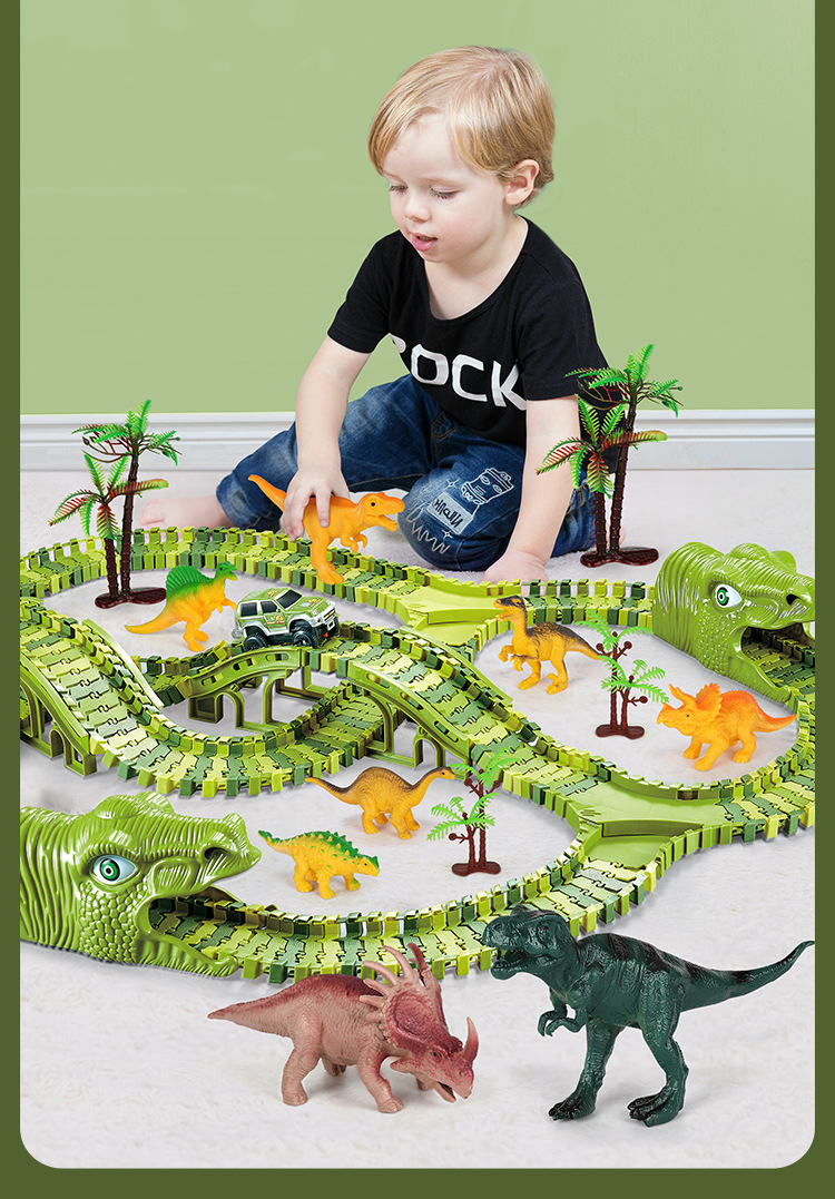 TinyTots 3D DIY Dinosaur Rail Car Toys For Kids Electric Track Train ...