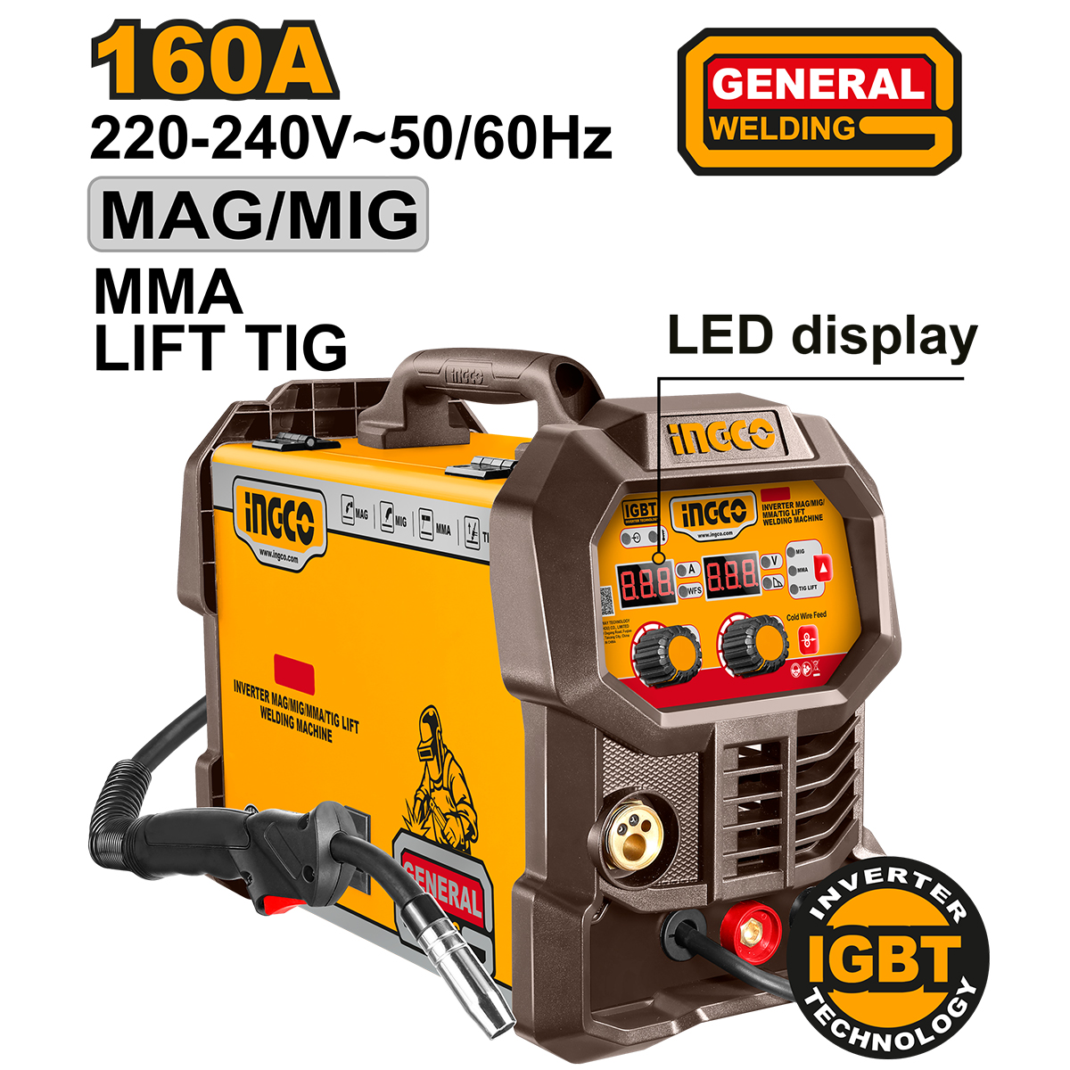 INGCO Inverter MAG/MIG/MMA/TIG Lift Welding Machine for Versatile Metal ...