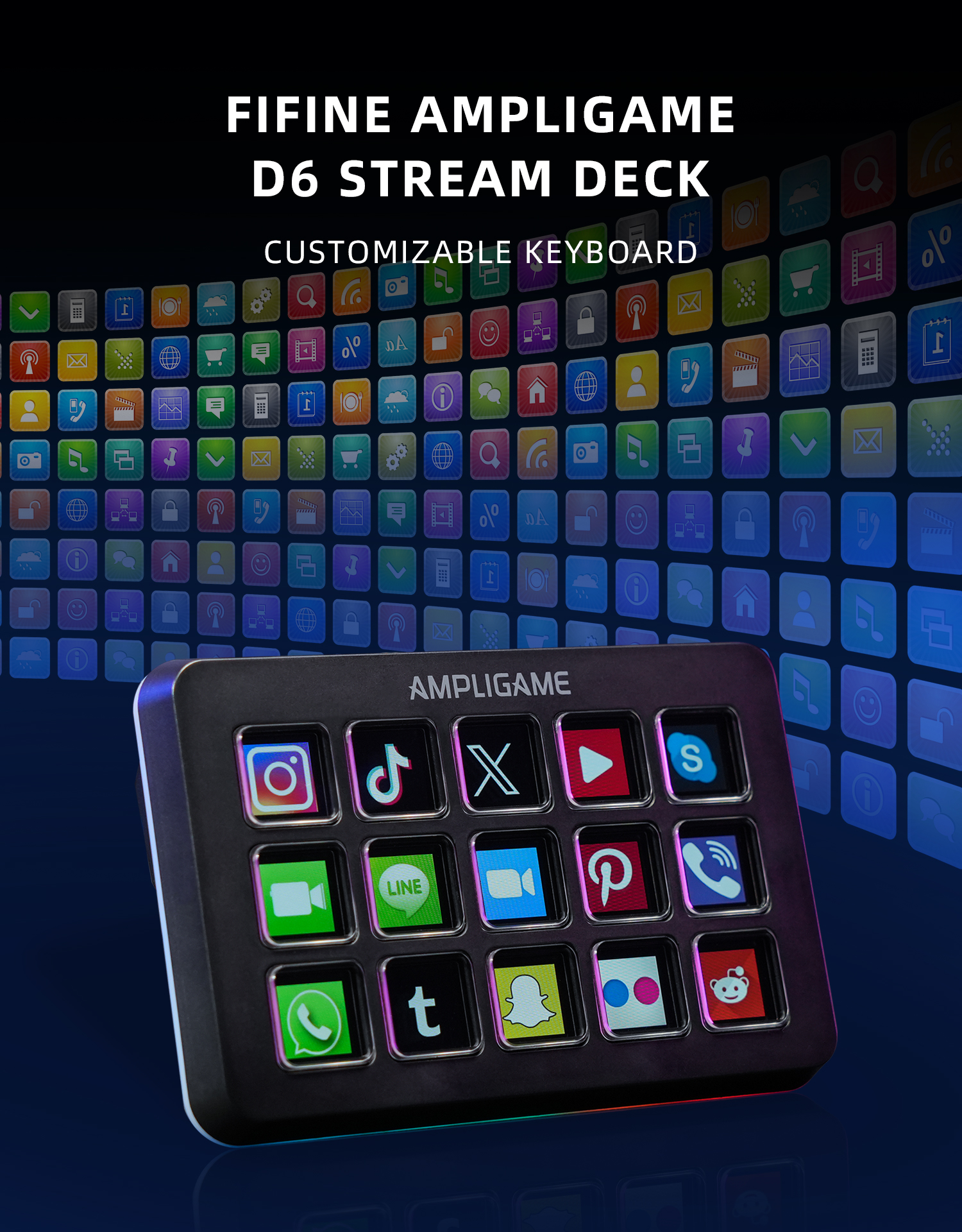 Fifine AmpliGame D6 Stream Controller with 15 Macro Keys, Streaming ...