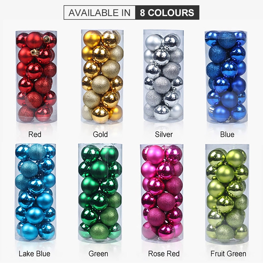3/4/6/8cm Christmas Ball Hanging Dec Ornaments for Xmas Tree Party ...