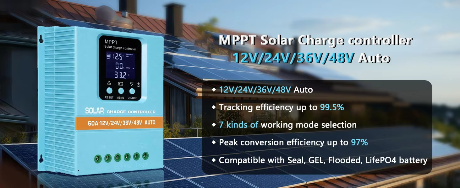 100A Solar MPPT Charge Controller 12V/24V/36V/48V Auto LCD Display Max ...