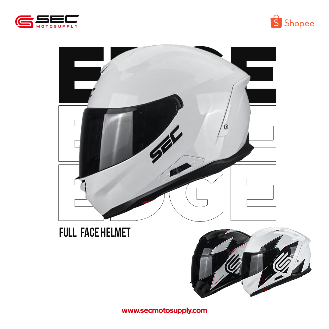SEC Full Face Helmet For Motorcycle Edge (Gloss) (M-XL) | Shopee ...