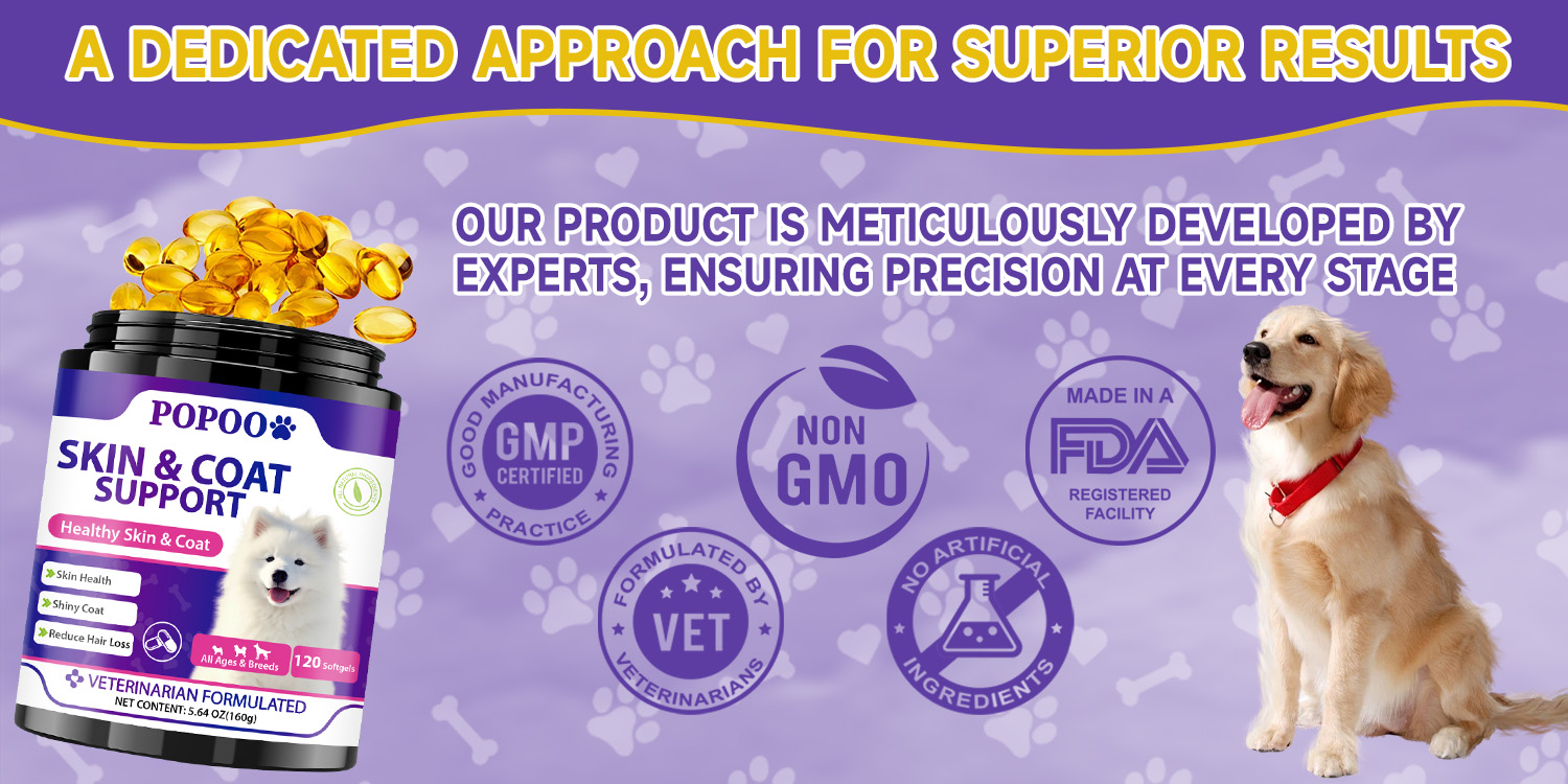 Popoo Skin & Coat Support for Dogs Skin Health Dog Food Supplement for ...