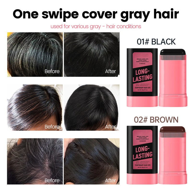Hair Dye Stick Waterproof And Sweat Temporary Covers Gray Hair Natural ...