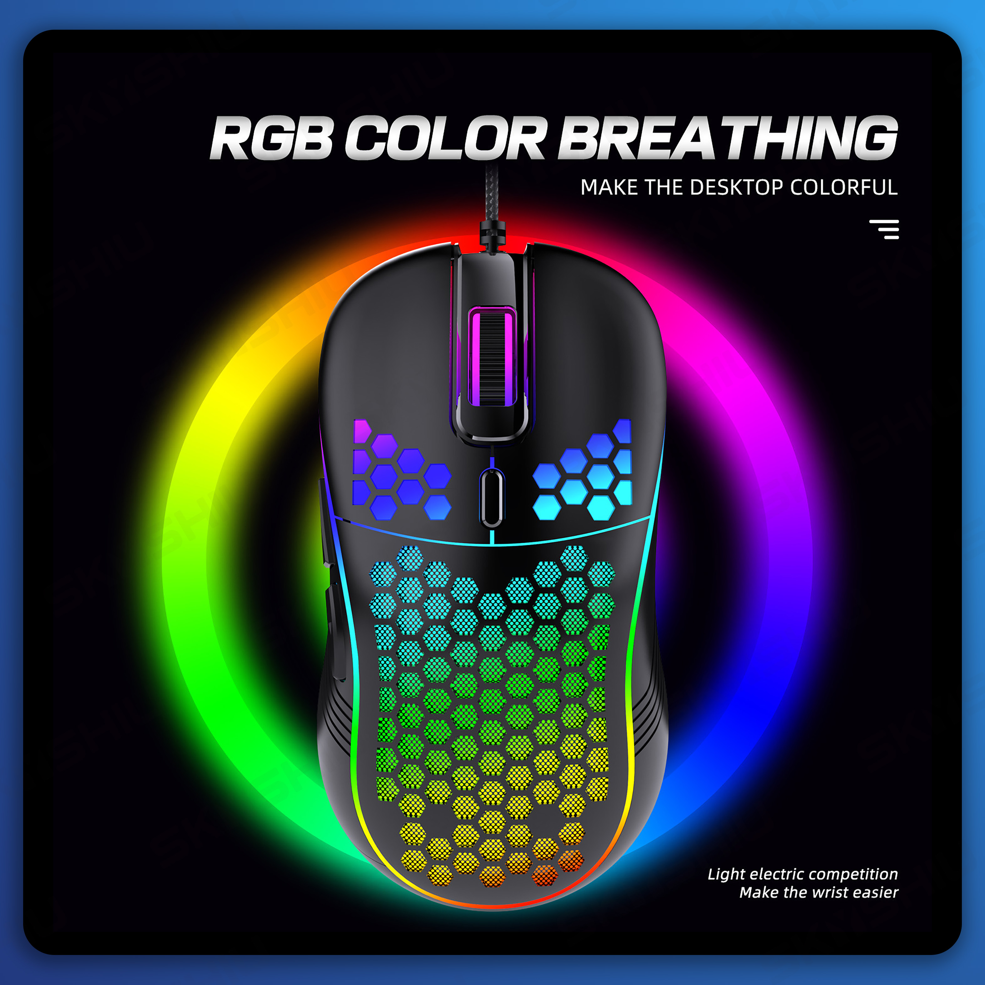 SKYSHIU M1 RGB Hollow Mouse Wired Gaming Mouse Lightweight Compatible ...