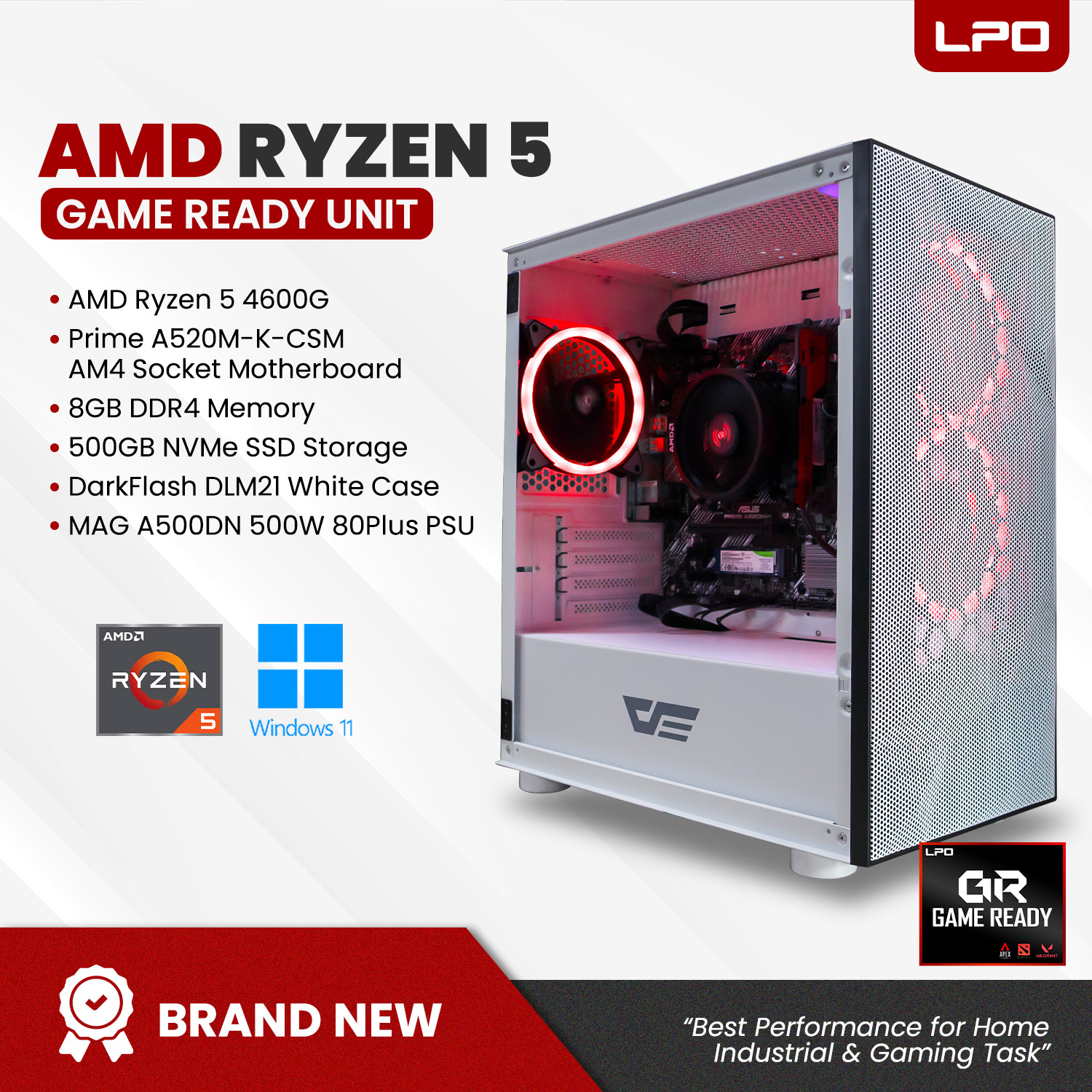 LPO Gaming Unit AMD Ryzen 7 5700G 3.80Ghz AsRock B450M-HDV R4.0 AM4 ...