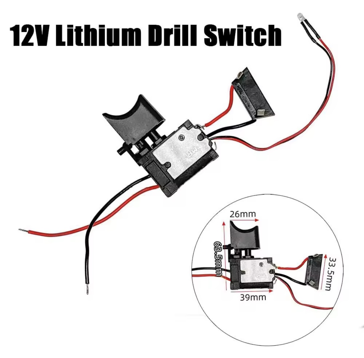 Lithium Battery Cordless Electric Drill Switch With led Light Trigger ...