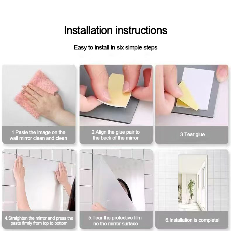 40*60cm Self-adhesive Acrylic Mirror Stickers Flexible Mirrors Bathroom ...