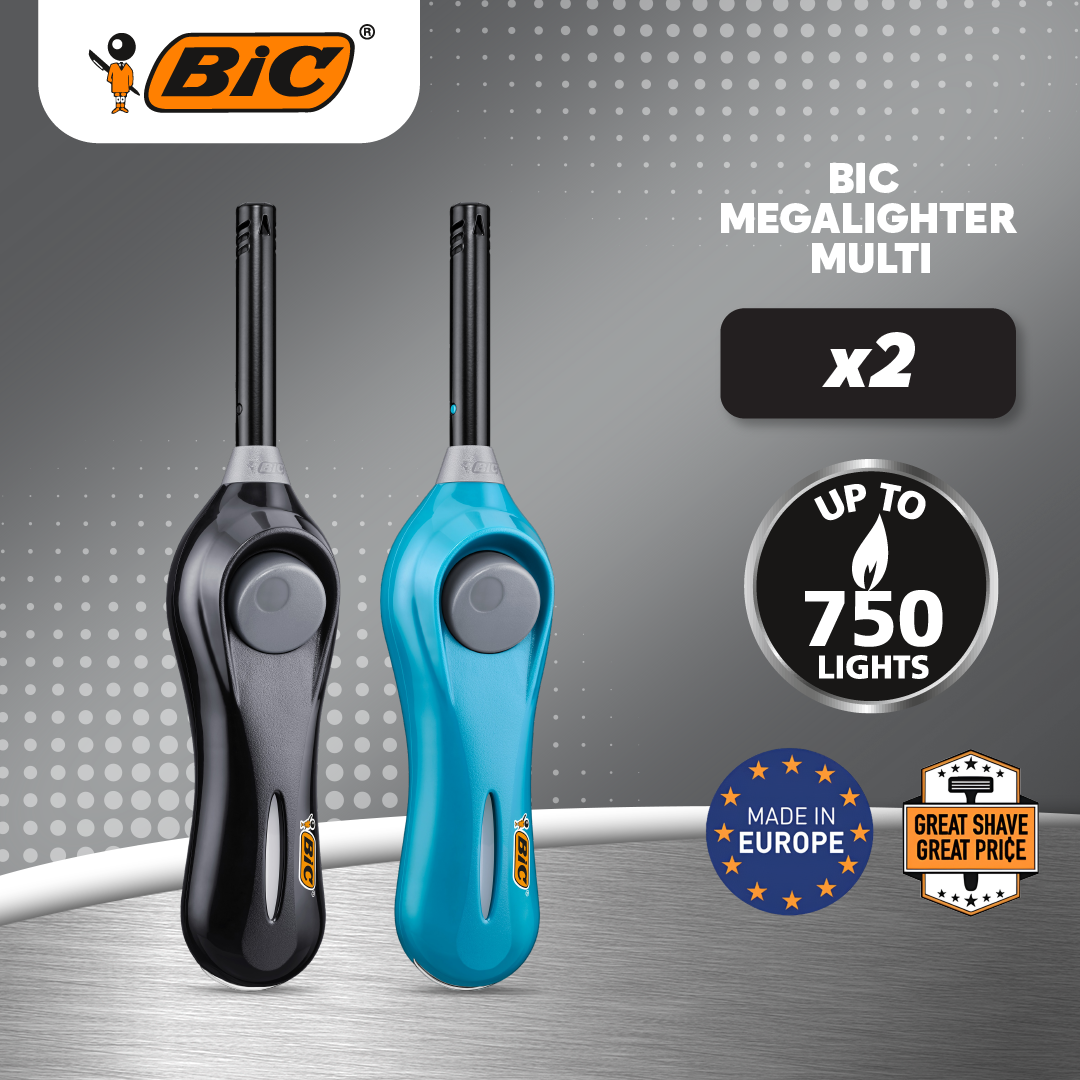 BIC egaLighter Accendini ultiuso - Nero, Confezione da 2
