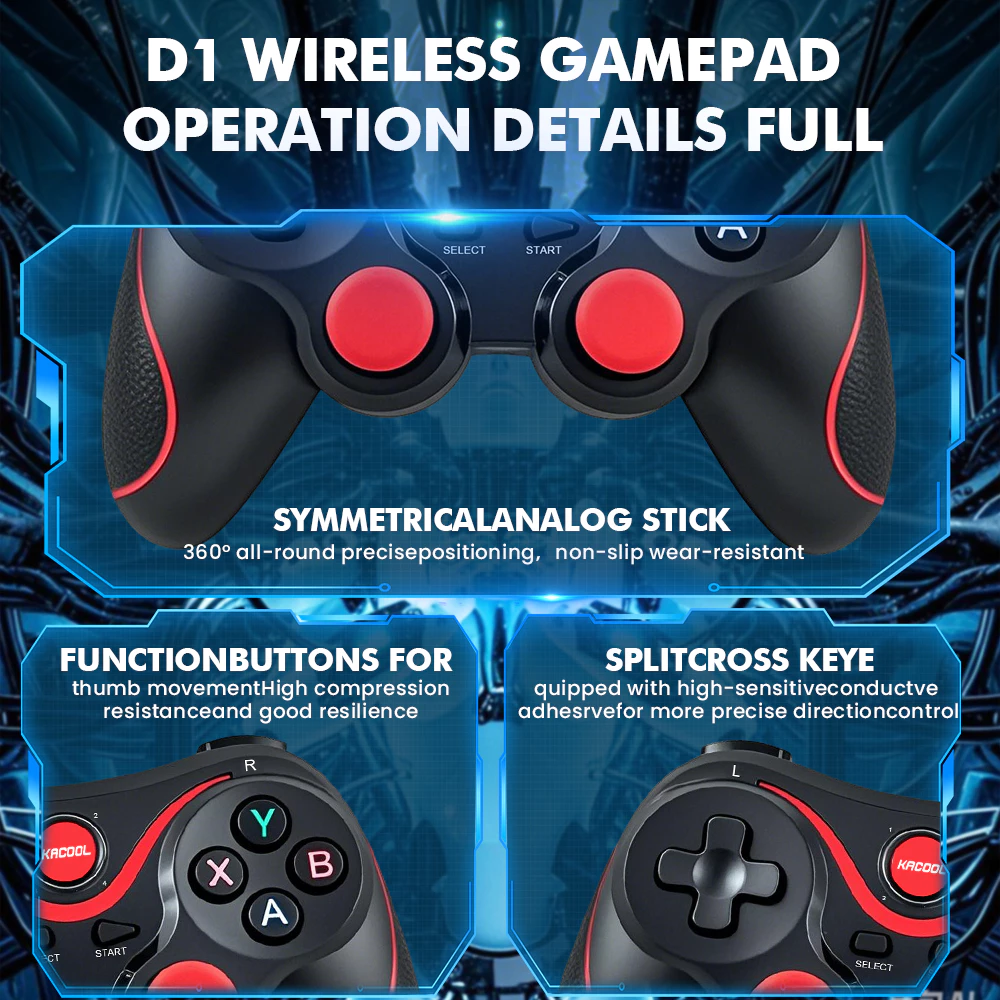 Wireless Bluetooth Gamepad Controller with Phone Holder for Smartphone ...