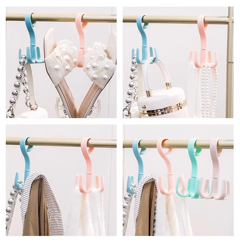 ⚡GB⚡Creative 4-Claw Rotate Hook Belt Tie Bag Scarf Closet Organizer ...