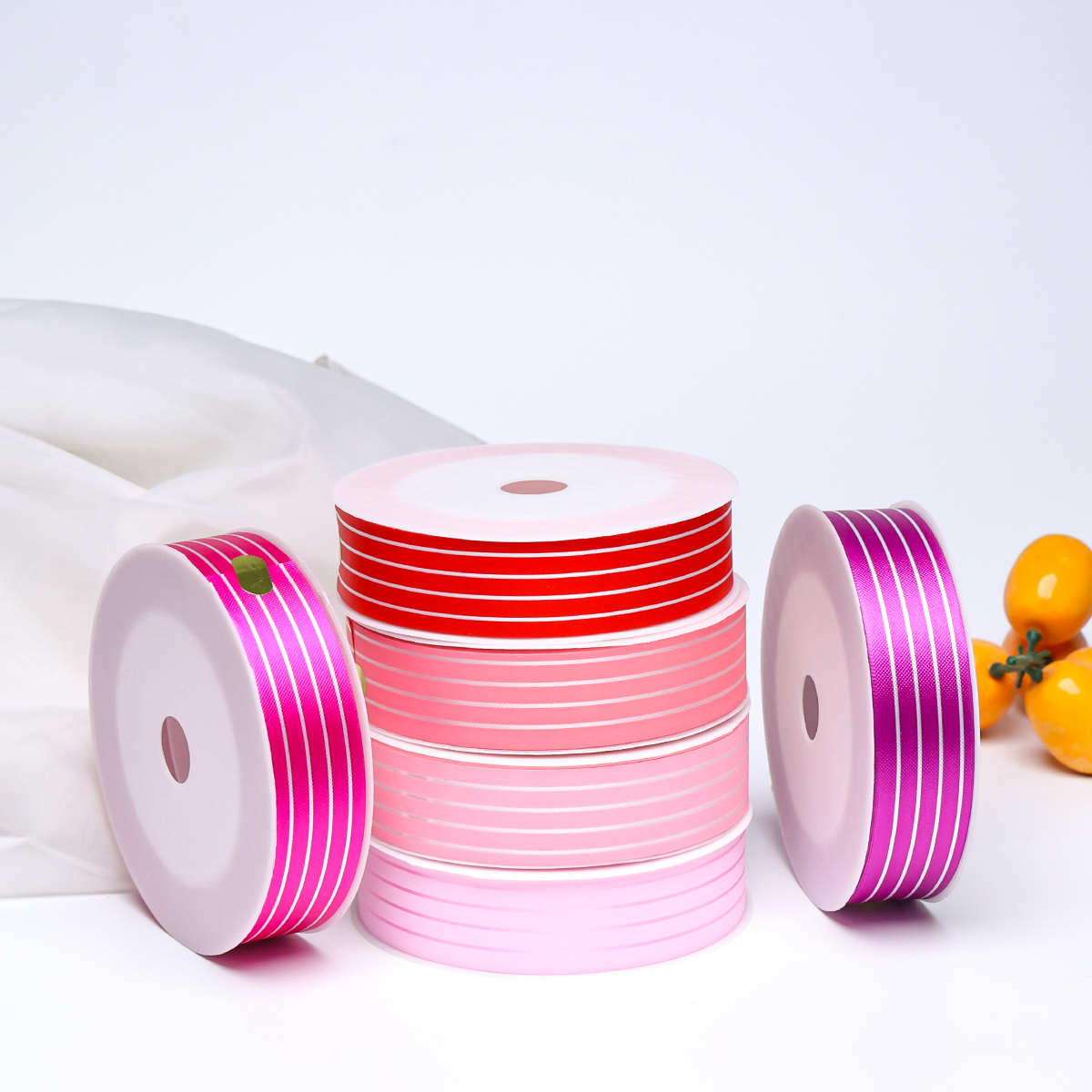(30mm x 50Yards) Plastic Ribbon, Stripe-Silver design Korean Ribbons ...