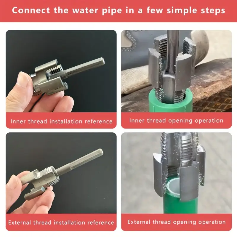 1pcs 2in1 Integrated Pipe Threader,For 1/2/3/4